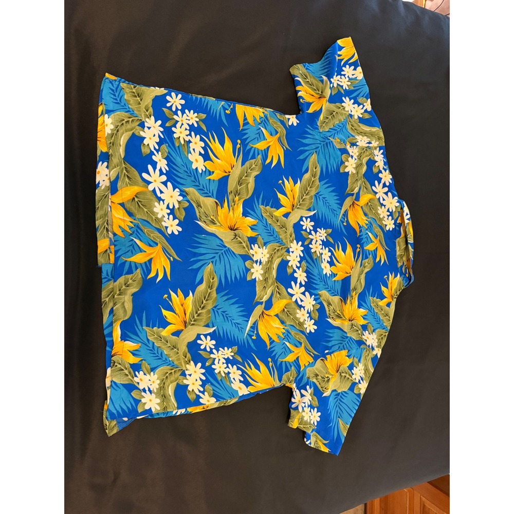 Pacific & Co Mens XL Blue Tropical Bird of Paradise Floral Aloha Camp Shirt